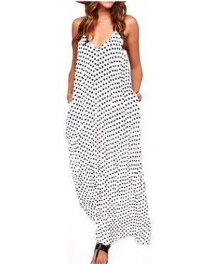 Spring 2018 Women's Fashion Polka Dot Maxi Dress