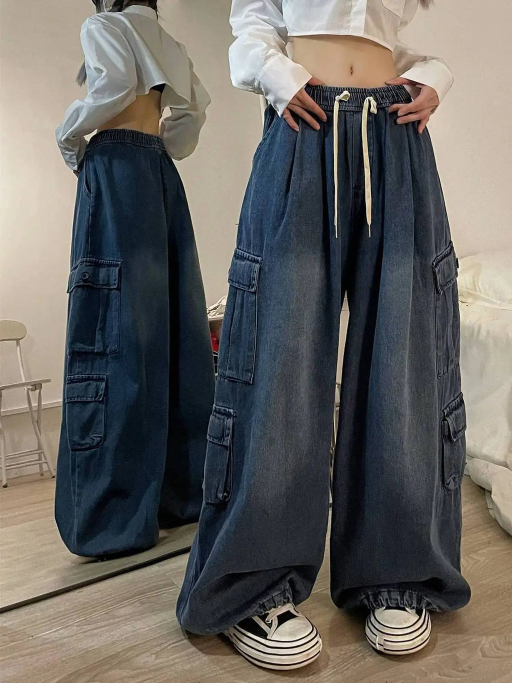 Trendy Wide Leg Slim Fit Ladies Jeans
