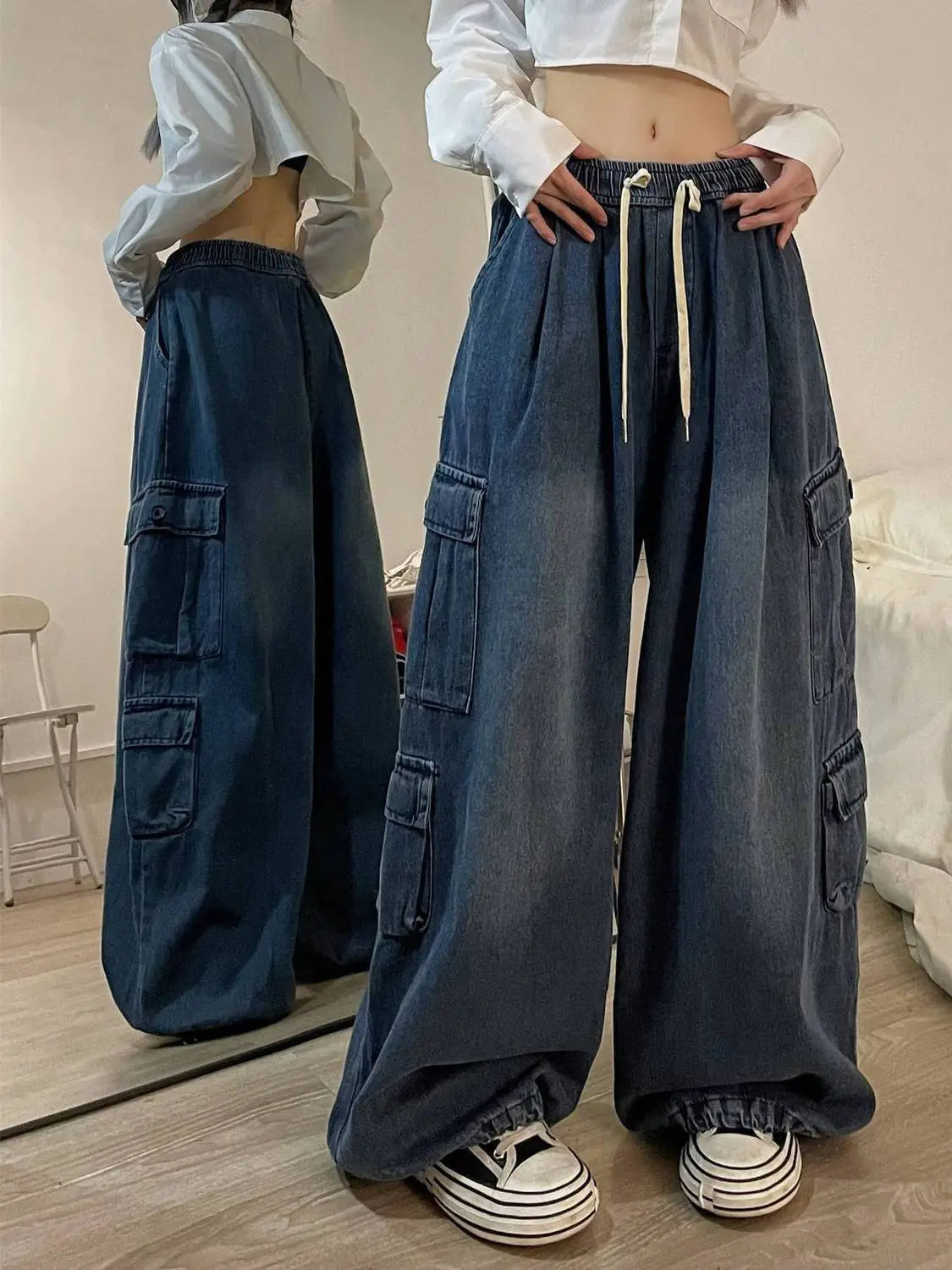 Trendy Wide Leg Slim Fit Ladies Jeans