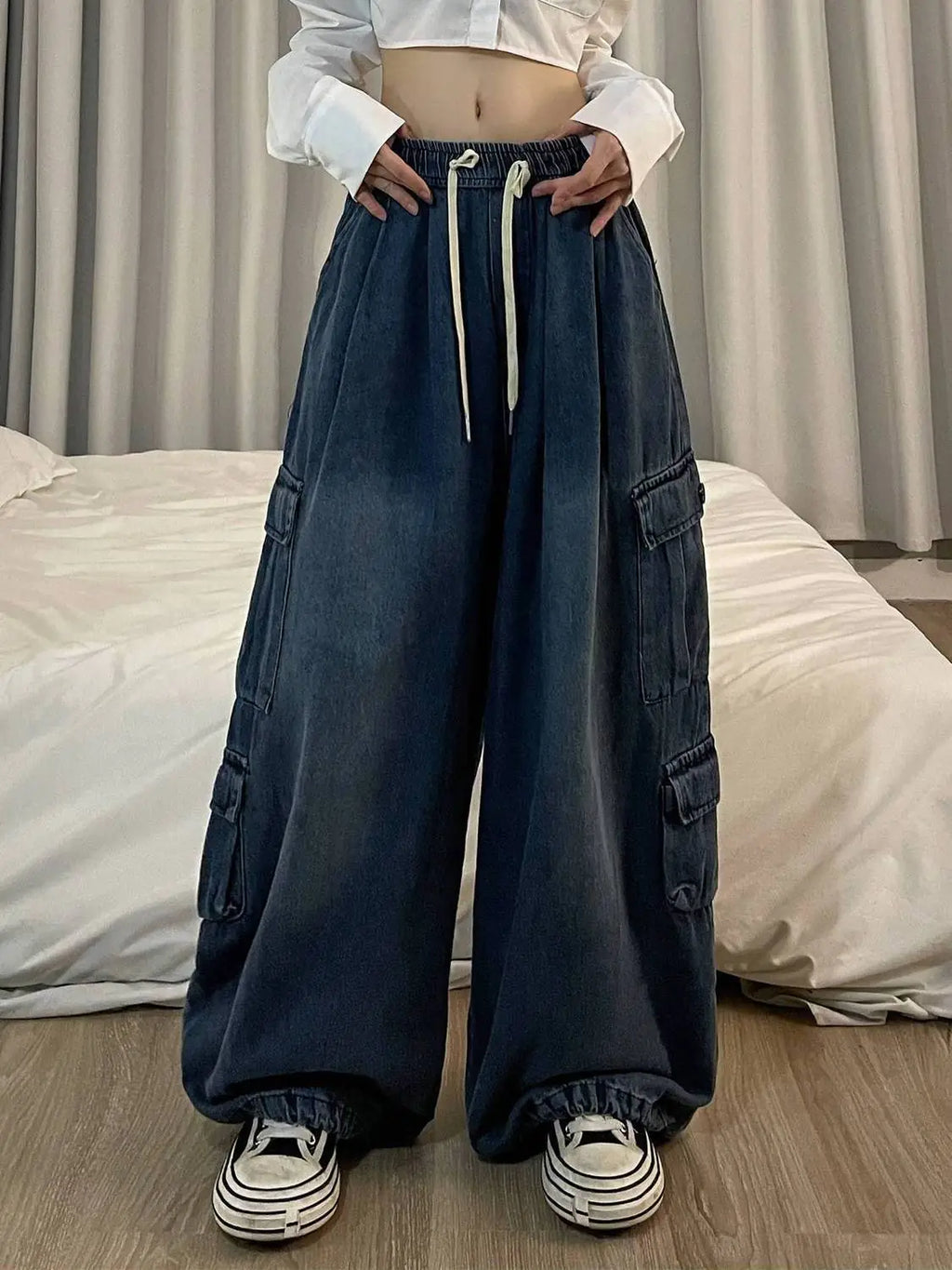 Trendy Wide Leg Slim Fit Ladies Jeans