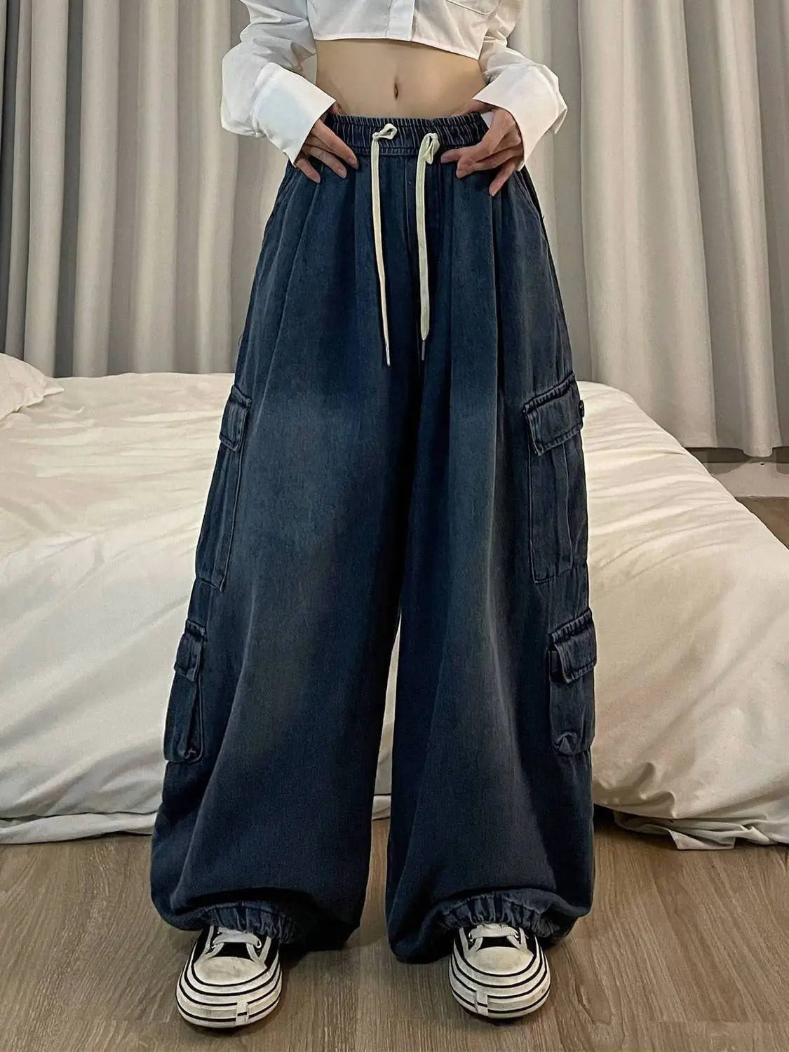 Trendy Wide Leg Slim Fit Ladies Jeans
