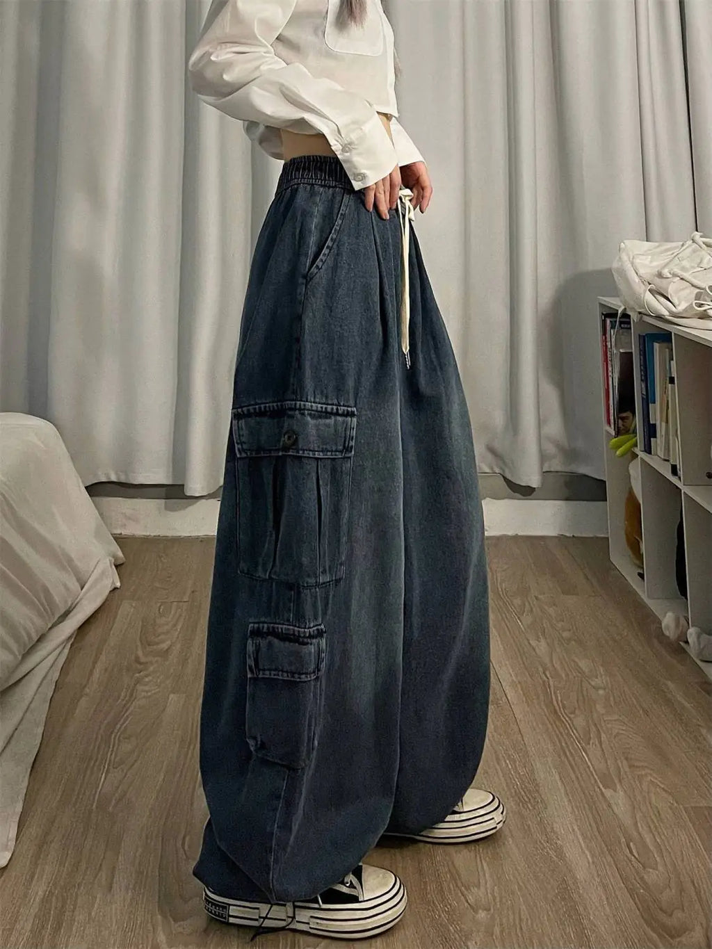 Trendy Wide Leg Slim Fit Ladies Jeans
