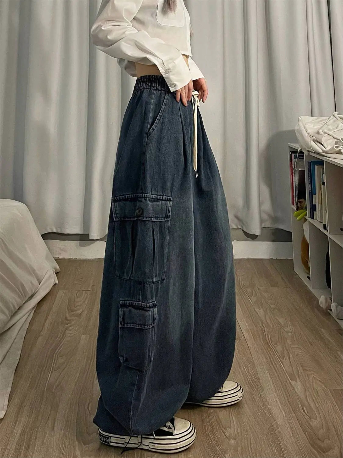 Trendy Wide Leg Slim Fit Ladies Jeans